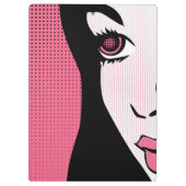 Modern Comic Book Pop Art of Woman's Face Klemmbrett (Rückseite)