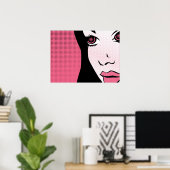 Modern Comic Book Pop Art of Woman's Face Poster (Heimbüro)