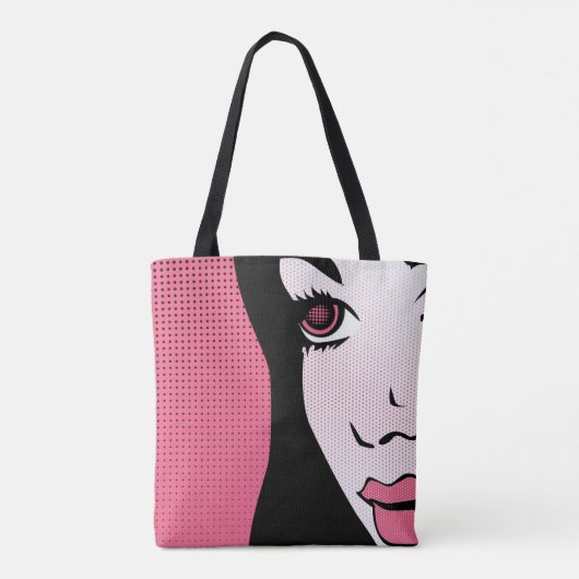 Modern Comic Book Pop Art of Woman's Face Tasche (Rückseite)