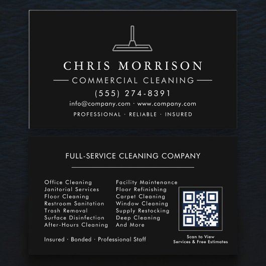 Modern Commercial Cleaning QR Code Visitenkarte