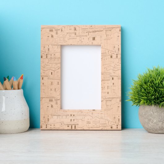 Modern community pattern Trendy Cute artwork Geätzte Rahmen (Vorderseite)