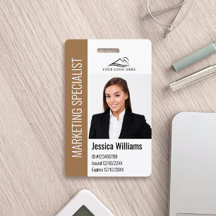 Modern Company Employee Foto Logo Name Braun ID Ausweis