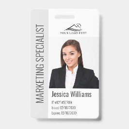 Modern Company Employee Photo Logo Name Gray ID Ausweis