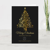 Modern Company Logo Black & Gold Weihnachten Karte (Vorderseite)