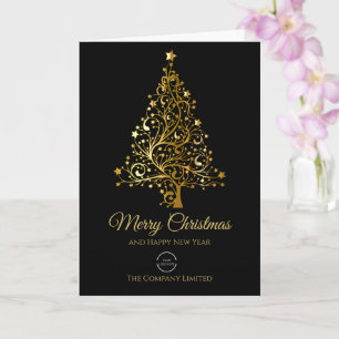 Modern Company Logo Black & Gold Weihnachten Karte