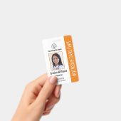 Modern Company Logo Foto Orange Employee ID Ausweis (Handheld)