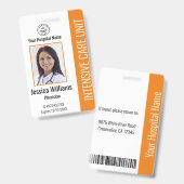 Modern Company Logo Foto Orange Employee ID Ausweis (Front & Back)