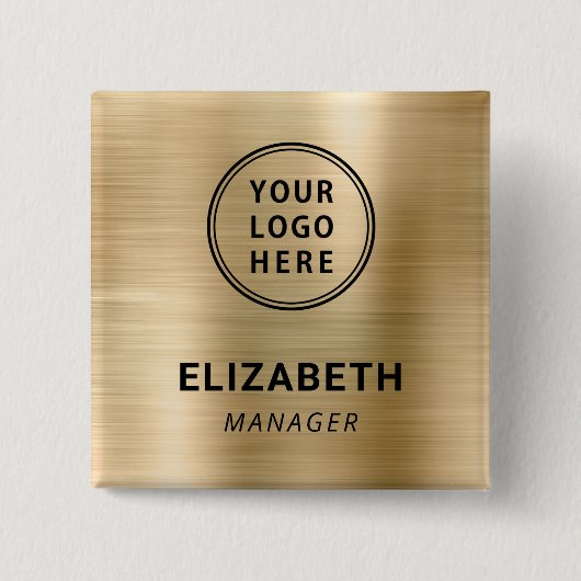 Modern Company Logo Gold Name Tag Button (Vorderseite)