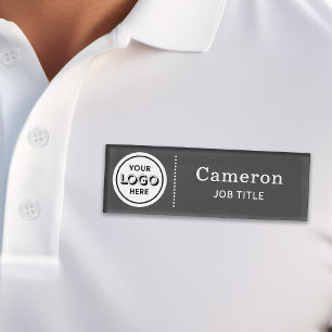 Modern Company Logo Gray Employee Namenschild