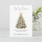 Modern Company Logo QR Code Merry Christmas Tree Feiertagskarte (Stehend Vorderseite)