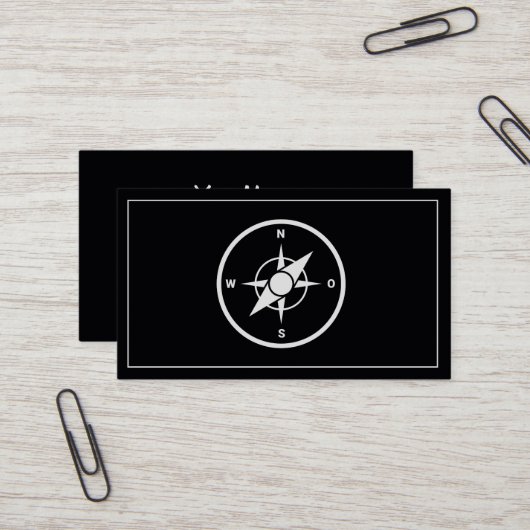 Modern Compass Gold Nautical Business Card Visitenkarte (Vorderseite/Rückseite Beispiel)
