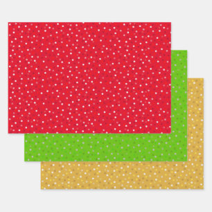 Modern Confetti auf Green, Red & Golden Geschenkpapier Set