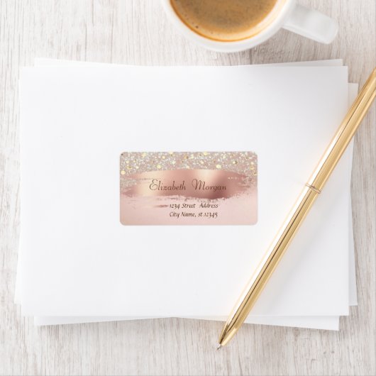 Modern Confetti, Brush Stroke, Glitzer Bokeh Adressaufkleber (Insitu)