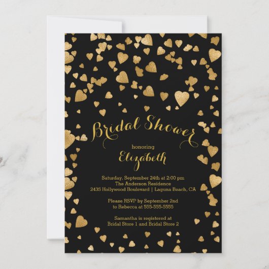 Modern Confetti Hearts Bridal Dusche Einladung (Vorderseite)