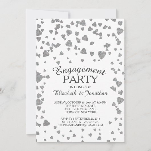 Modern Confetti Herzbezug Party Einladung (Vorderseite)