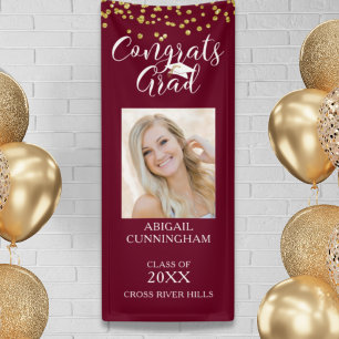 Modern Confetti Script GLÜCKWUNSCHS GRAD Foto Maro Banner