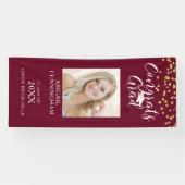 Modern Confetti Script GLÜCKWUNSCHS GRAD Foto Maro Banner (Horizontal)