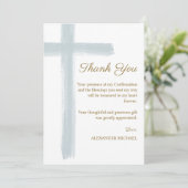 Modern Confirmation Blue Cross Dankeskarte (Stehend Vorderseite)