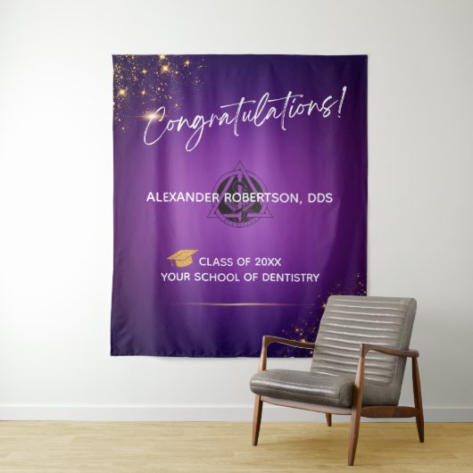 Modern Congratulations Dentist Graduation Purple Wandteppich (Beispiel)