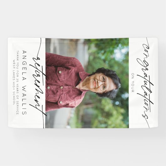 Modern Congratulations Retirement Script Foto Banner (Horizontal)
