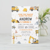 Modern Construction Birthday Invitation Einladung (Stehend Vorderseite)