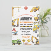 Modern Construction Birthday Party custom image Einladung (Stehend Vorderseite)
