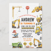 Modern Construction Birthday Party custom image Einladung (Vorne/Hinten)