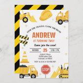 Modern Construction Birthday party Invitation boy Einladung (Vorne/Hinten)