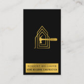 Modern Construction Black Gold Home Building Lux Visitenkarte (Vorderseite)