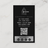 Modern Construction Black Silver Home Building Lux Visitenkarte (Rückseite)