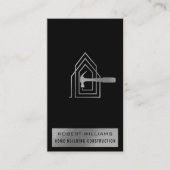 Modern Construction Black Silver Home Building Lux Visitenkarte (Vorderseite)