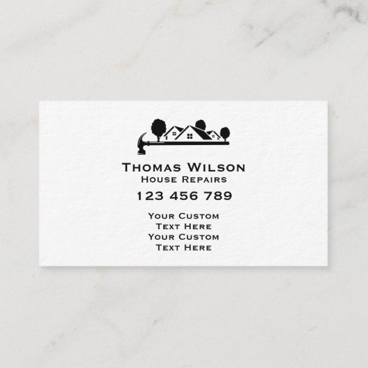 Modern Construction Handyman Carpenter Tools Gold Visitenkarte (Rückseite)