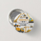 Modern Construction Simple Kid's Birthday Button (Vorne & Hinten)