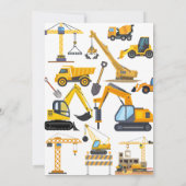 Modern Construction Simple Kid's Birthday Einladung (Rückseite)