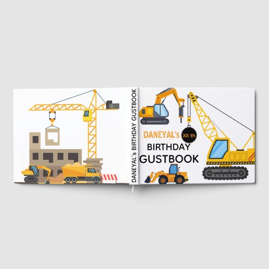 Modern Construction Simple Kid's Birthday Gästebuch (Voll)