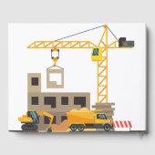 Modern Construction Simple Kid's Birthday Gästebuch (Rückseite)