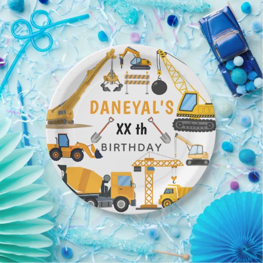 Modern Construction Simple Kid's Birthday Pappteller (Party)