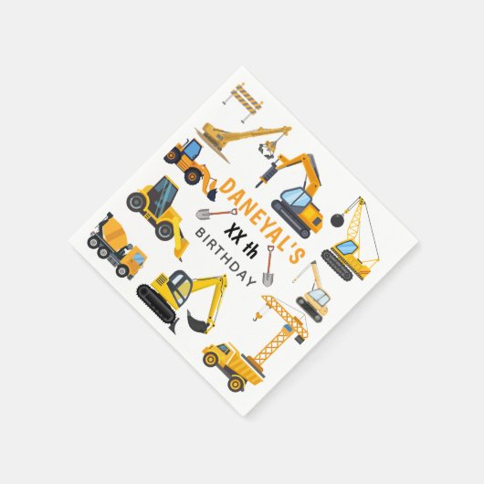 Modern Construction Simple Kid's Birthday Serviette (Ecke)