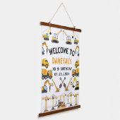 Modern Construction Simple Kid's Birthday Wandteppich Mit Holzrahmen (Gewinkelt)