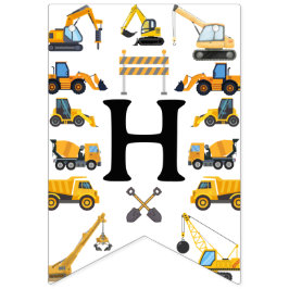 Modern Construction Simple Kid's Birthday Wimpelkette