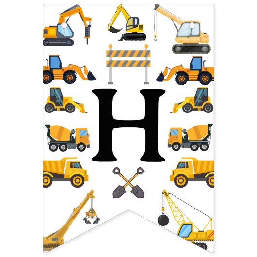 Modern Construction Simple Kid's Birthday Wimpelkette (Erste Fahne)