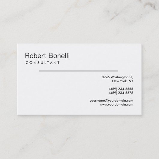 Modern Consultant Business Card für White Gray Lin Visitenkarte (Vorderseite)