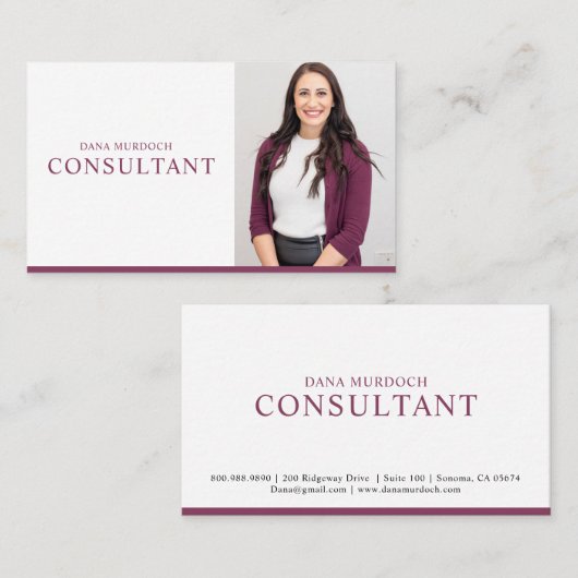 Modern Consultant Professional Photo Visitenkarte (Vorne/Hinten)