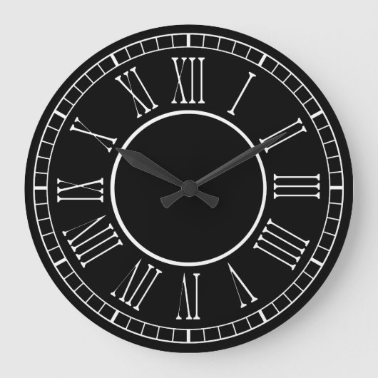 Modern Contemporary Black And White Roman Numbers Große Wanduhr (Vorderseite)