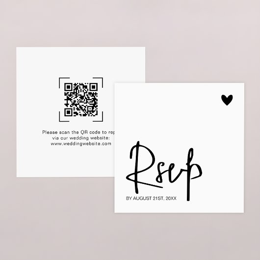 Modern Contemporary Wedding QR Code Online RSVP Mitteilungskarte