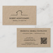 Modern Contractor Construction QR Code Visitenkarte (Vorne/Hinten)