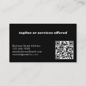 Modern Cool Black Custom QR Code Professional Visitenkarte (Rückseite)