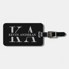 Modern Cool Black Monogram Gepäckanhänger
