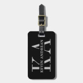 Modern Cool Black Monogram Gepäckanhänger (Vorderseite vertikal)