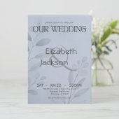 Modern Cool Blue Botanical Typography Wedding   Einladung (Stehend Vorderseite)
